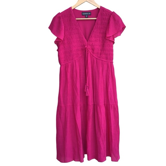 Harper 241 Pink Boho Flutter Sleeve Dress NEW - Picture 1 of 7